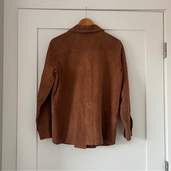 Sézane Will Suede Jacket Brown Tan Size S 100% Suede Classic Parisian Style - Picture 6 of 7